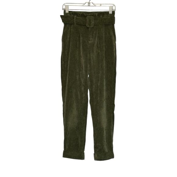 Wild Fable green corduroy pleated belted pants size 0 - Picture 9 of 9